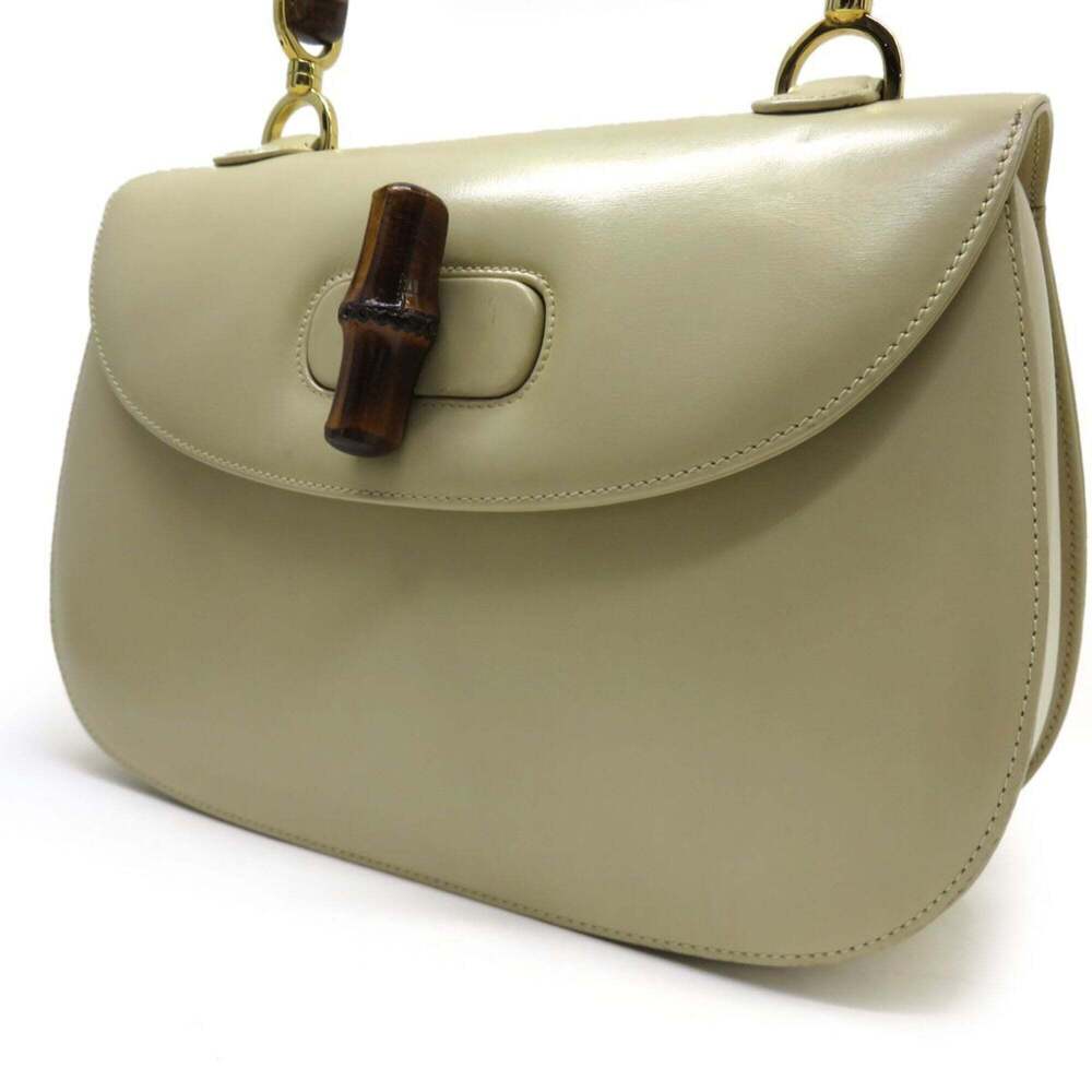 GUCCI Cream Leather Bamboo Bag - Picture 9 of 10